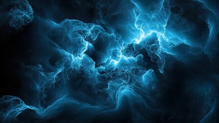 Wall Mural - deep space nebulae swirls in electric blue.