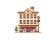 © logitech - Pixelated shopfront building illustration