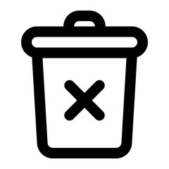 Wall Mural - A minimalistic trash bin icon featuring a cross mark, suitable for web design and application interfaces.