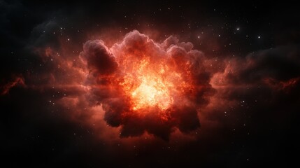 red cosmic cloud in dark outer space
