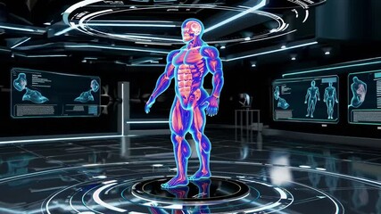 Leinwandbilder - Exploring human anatomy through 3D visualization and advanced digital technology in a futuristic lab setting
