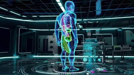 Aufkleber - Exploration of human anatomy in a high-tech environment showcasing the digestive system