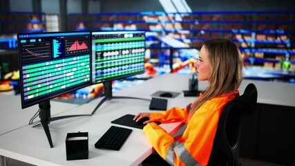 Poster - Warehouse Logistics Reporting On Desktop Computer