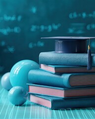 Aufkleber - Empowering Academic Achievement Minimalist Wellness Education Visualization with Graduation Cap, Textbooks, and Fitness Elements - Next-Gen Learning Motivation