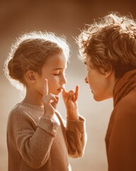Aufkleber - Empowering Neurodiversity Intimate Sign Language Learning Moment Capturing Gentle Intergenerational Connection and Inclusive Communication Skills