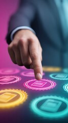 Leinwandbilder - Digital Certification Future Immersive AR Business Validation with Touchscreen Interface - Enterprise Transformation and Innovative Professional Credentialing