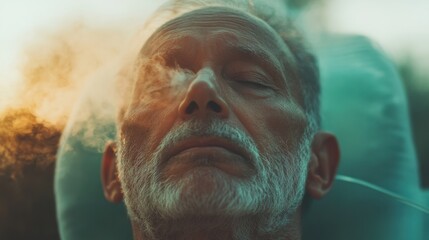 Aufkleber - Mindful Respiratory Care Holistic Oxygen Therapy Visualizing Senior Wellness, Healing Resilience and Compassionate Medical Support in High-Definition Healthcare