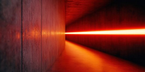 Leinwandbilder - Minimalist Cyber Perspective Intense Red Linear Light Installation Exploring Architectural Depth and Digital Aesthetic Boundaries in Urban Design Innovation
