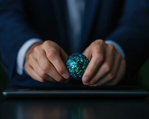 Fototapete - Immersive Digital Transformation Global Innovation Sphere Meets Corporate Strategy - Emerging Tech Leadership in Sustainable Business Paradigms