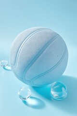 Poster - Minimalist Sports Performance High-Fidelity Basketball in Pure Tonal Aesthetic - Premium Athletic Equipment Visualization for Digital Marketing