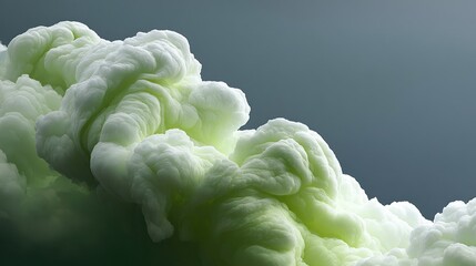 Fototapete - Ethereal Climate Tech Visualization Soft Green Volumetric Cloud Formation Illustrating Sustainable Atmospheric Modeling and Environmental Innovation