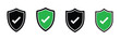 © SparkJ Design - Shield check mark icon set. Protection approve sign. Safe icon vector