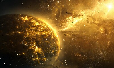 Wall Mural - Exploring the Small Magellanic Cloud with an Orbiting View of a Nebula and Distant Stars Made with Generative AI Technology