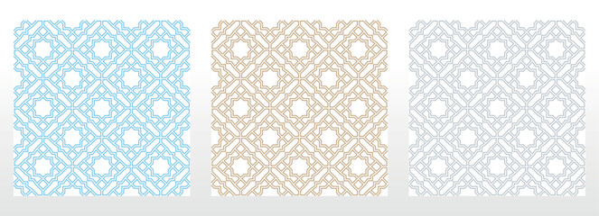 Leinwandbilder - Set of abstract geometric patterns. Seamless vector backgrounds. Colored ornaments Graphic modern patterns Simple lattice graphic design