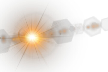 Wall Mural - Shimmering star flash glows softly in minimal compositions. Lens flare streaks burst brightly across light gradients. Abstract sunlight effect surrounds space with radiant energy. Sparkling flare line