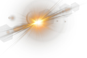 Wall Mural - Shimmering star flash glows softly in minimal compositions. Lens flare streaks burst brightly across light gradients. Abstract sunlight effect surrounds space with radiant energy. Sparkling flare line