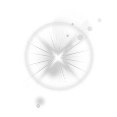 Wall Mural - Vector sun with rays shines on a clear background. Lens flare sparkles subtly with natural glow accents. Sunlight glare overlays suit photo and UI edits. Golden light radiates gently in circular form