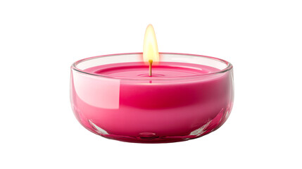 Wall Mural - pink candle burns in transparent holder on a table