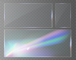 Wall Mural - transparent glass overlays with rainbow glare, prism effect, and glowing light reflections.