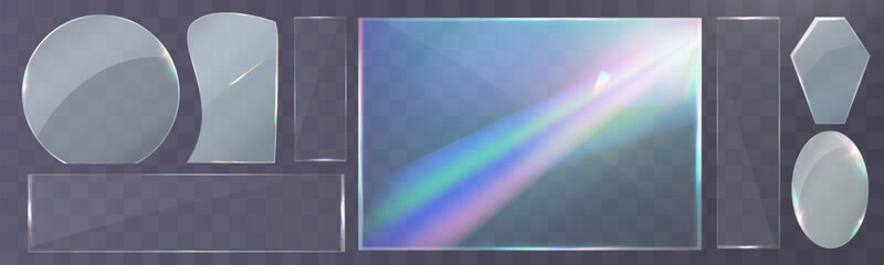 Wall Mural - transparent glass overlays with rainbow glare, prism effect, and glowing light reflections.
