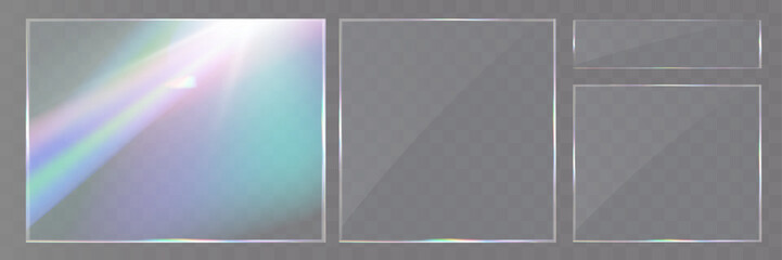 Wall Mural - transparent glass overlays with rainbow glare, prism effect, and glowing light reflections.