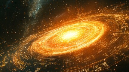 Wall Mural - orbiting visual loop animating over a digital interface background