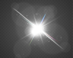 Wall Mural - transparent glass overlays with rainbow glare, prism effect, and glowing light reflections.