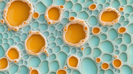 A 3D rendering of a honeycomb pattern with orange and white colors.