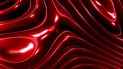 Wall Mural - smooth animation of flowing metallic red waves. glossy surface reflects light, creating abstract pat