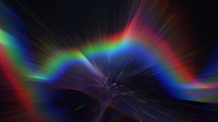 Wall Mural - A colorful wave of light is projected onto a dark background