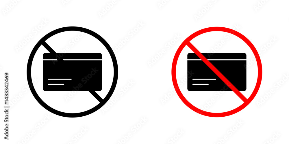 Credit Card Issue Sign Credit card with prohibition signs vector illustration for web, ui ...