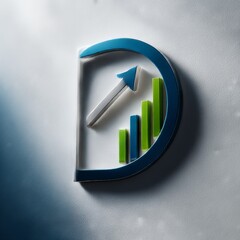 Poster - Financial Growth Chart with Ascending Arrow and Blue Outline Representing Positive Business Development