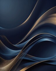 Aufkleber - Elegant flowing abstract lines in shades of blue and gold, creating a sense of movement and sophistication. This design is perfect for modern and stylish visuals.