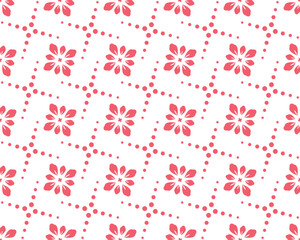 Fototapete - Flower geometric pattern. Seamless vector background. White and pink ornament