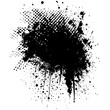 © Taras Vykhopen - Abstract black ink splash with scattered dots on a white background showcasing artistic flair