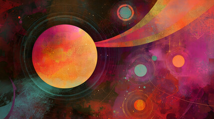 Wall Mural - cosmic planet, swirling nebula, vibrant colors, abstract space art, perfect for science fiction or f
