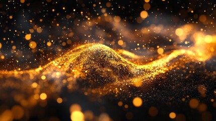 Wall Mural - golden glitter wave moving in a dynamic, fluid motion across the scene