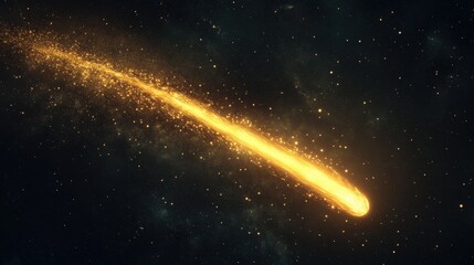 Wall Mural - a golden comet streaking across the dark sky, leaving behind a glowing light trail