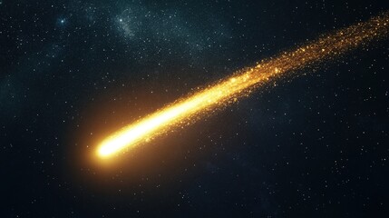 Wall Mural - a golden comet streaking across the dark sky, leaving behind a glowing light trail