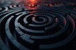 © chanwut - Curved black maze pattern with focus on depth of field, concept, blur
