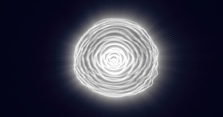 Wall Mural - abstract white concentric rings glowing in a dark background, creating a radiating effect. perfect f
