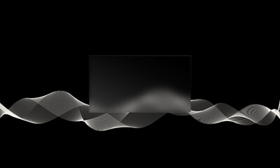 Wall Mural - Landing page with abstract waves in glassmorphism style.
