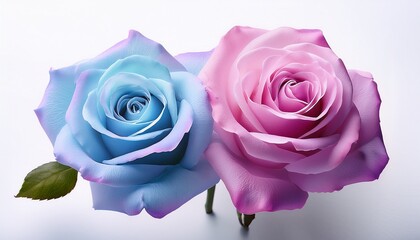 Wall Mural - pastel pink blue purple rose flower on white background