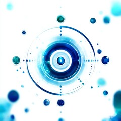 Poster - Abstract Blue Circles and Spheres on White Background: Modern Design with Circular Elements