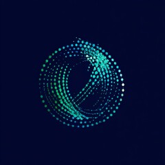 Leinwandbilder - Abstract Circular Pattern of Glowing Dots: A Digital Art Composition on Dark Blue Background