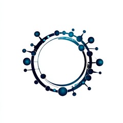Leinwandbilder - Abstract Molecular Network: Connecting Spheres and Rings in a Minimalist Blue Design on White