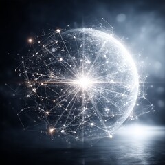 Poster - Global Connection: A Network of Light and Data Encircling the World, Illuminating the Future of Communication