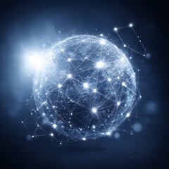 Aufkleber - Global Network Connectivity: Abstract Sphere with Shining Nodes and Interconnected Lines