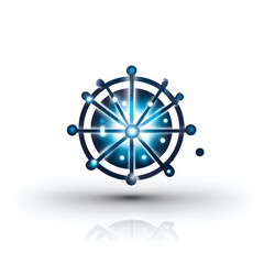 Leinwandbilder - Network Connection Hub: A Circular Data Network with Glowing Blue Nodes and Radial Connections