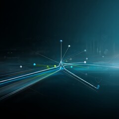 Fototapete - Modern Data Visualization: Abstract Network with Connections and Infographic Elements in Teal Space